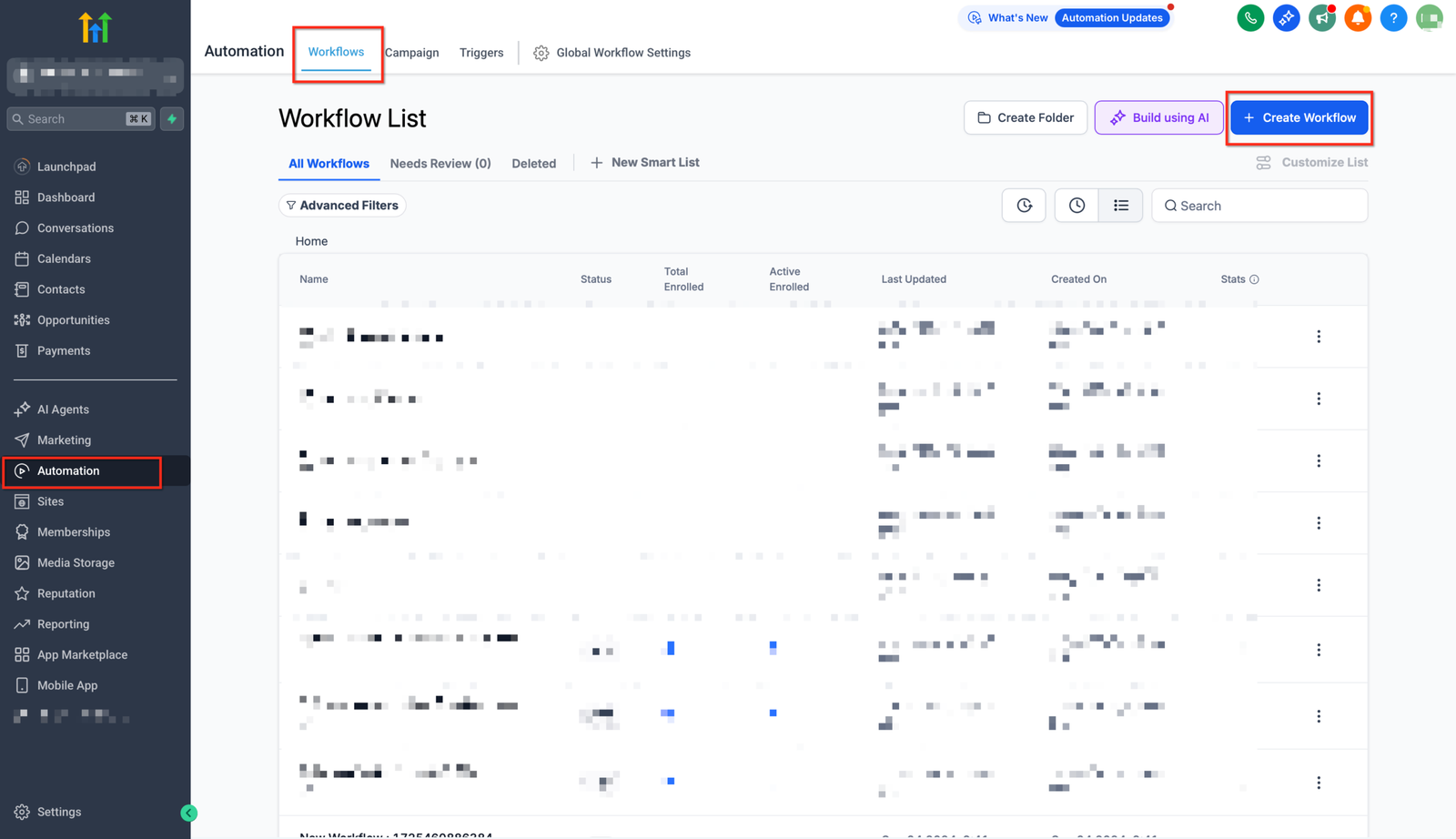 Official HighLevel product screenshot: Automate the repeatable parts