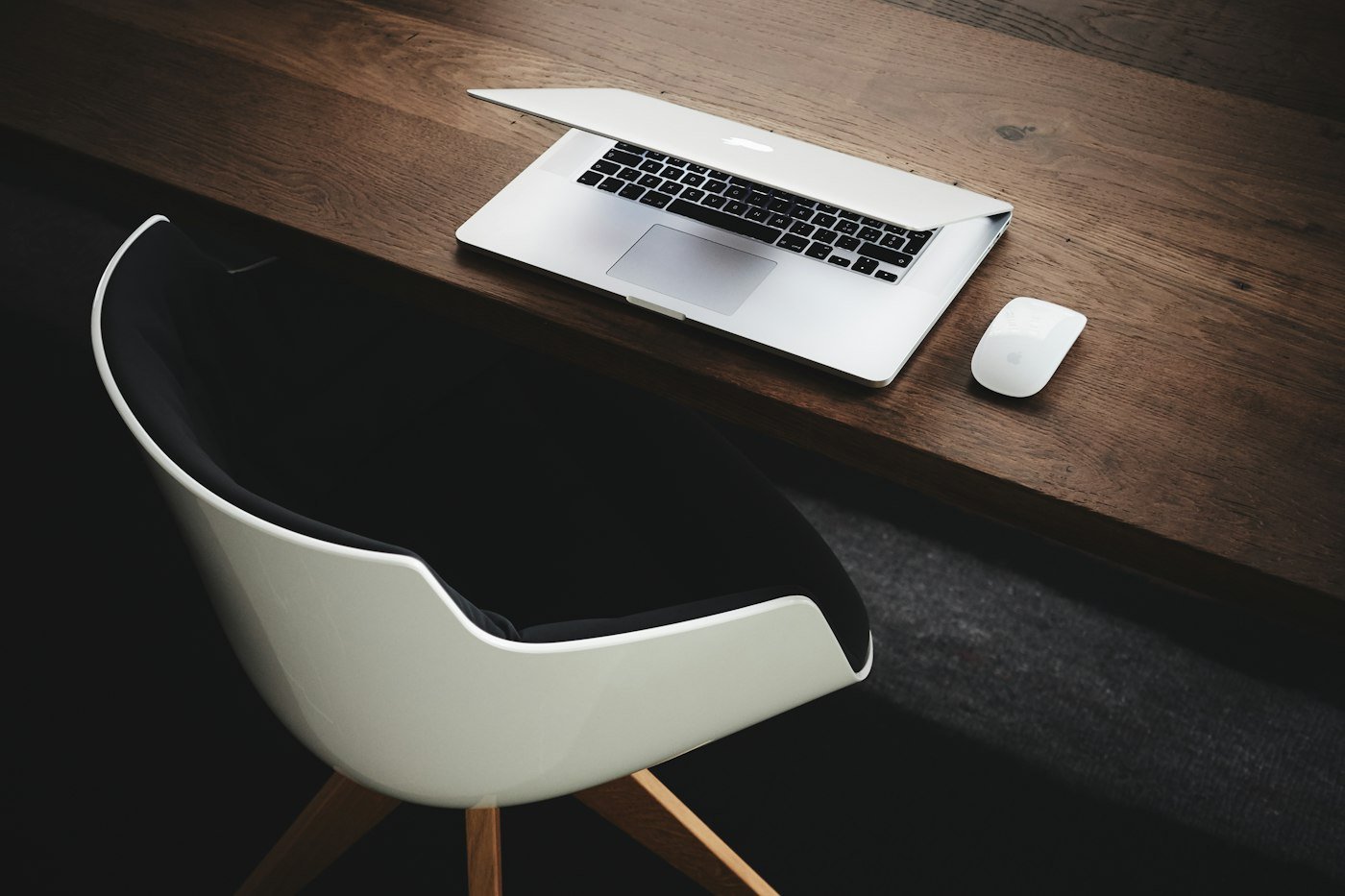 Modern bright desk and computer workspace